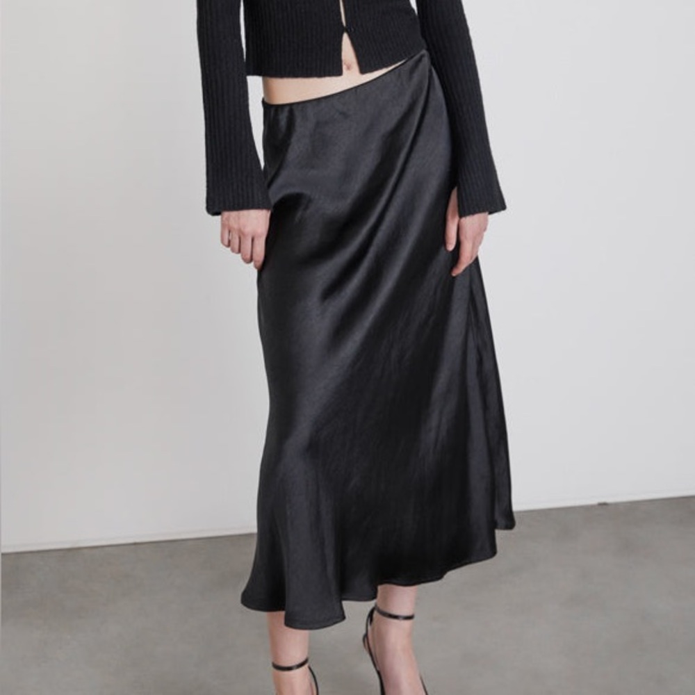 Oak and Fort Black Slip Skirt